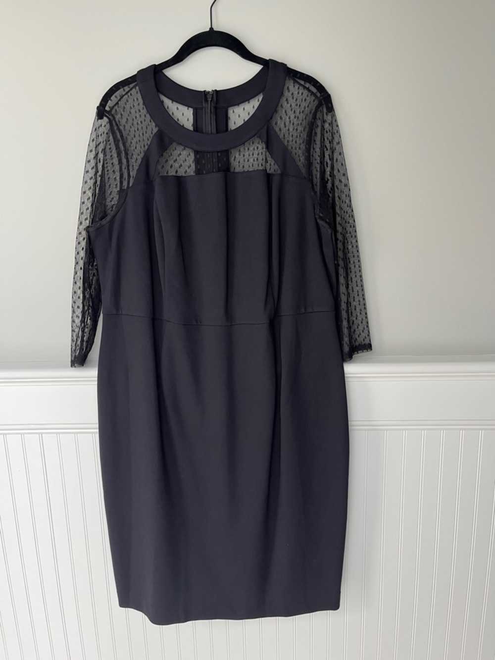 Lane Bryant Black Swiss Dot Mesh Cocktail Dress Size 18